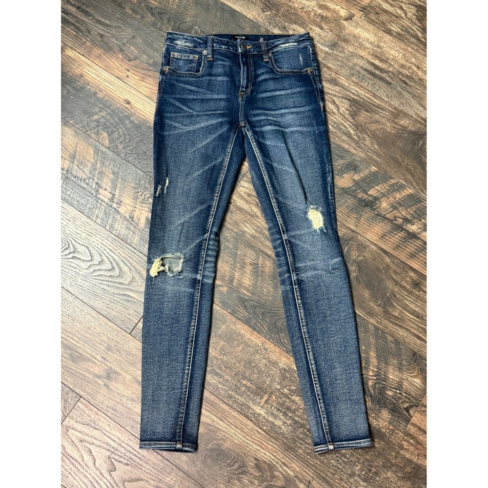Miss Me Skinny Jeans Womens 26 Dark Wash Distressed Ripped Denim Pants